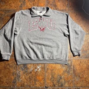 Jerzees Gray Crewneck Sweater with EWU Logo